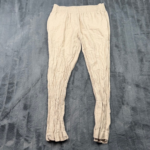 Old Navy Pants - Old Navy Womens Straight High Rise Linen Blend Comfort Waist Pants Beige Size M